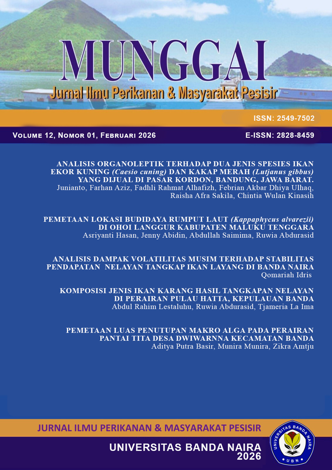 					View Vol. 12 No. 01 (2026): Jurnal Ilmu Perikanan Dan Masyarakat Pesisir
				