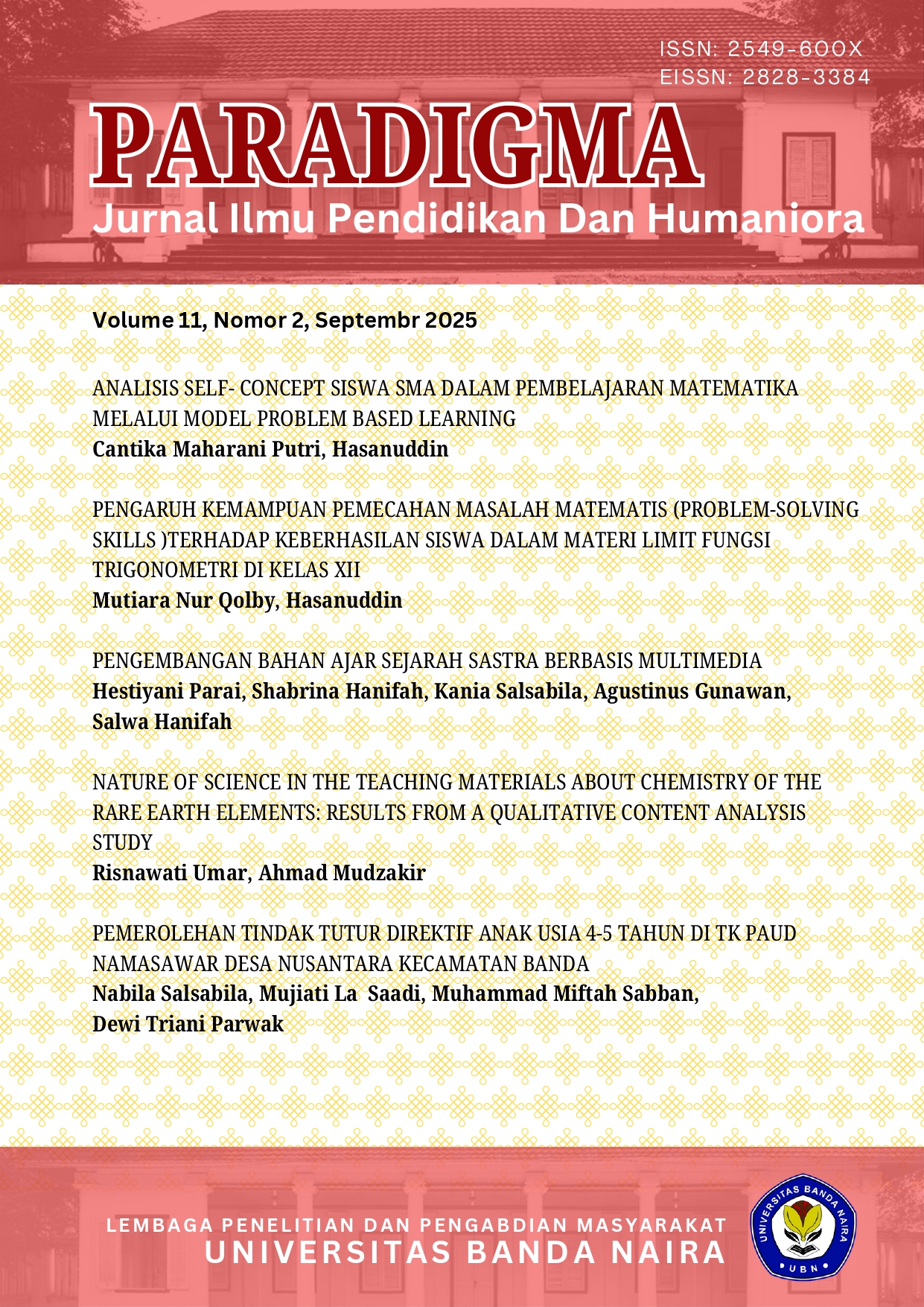 					View Vol. 11 No. 02 (2025): PARADIGMA JURNAL ILMU PENDIDIKAN DAN HUMANIORA
				